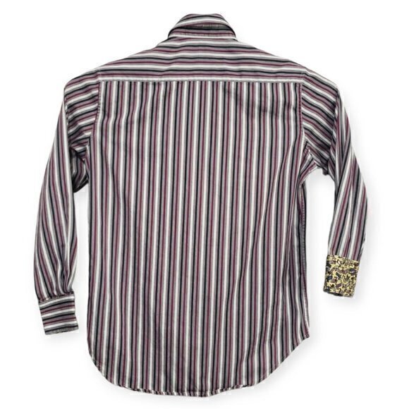 Robert Graham Mens Small Plum, Black, White Striped Flip Cuff Beach Lawn Chairs - Picture 3 of 6
